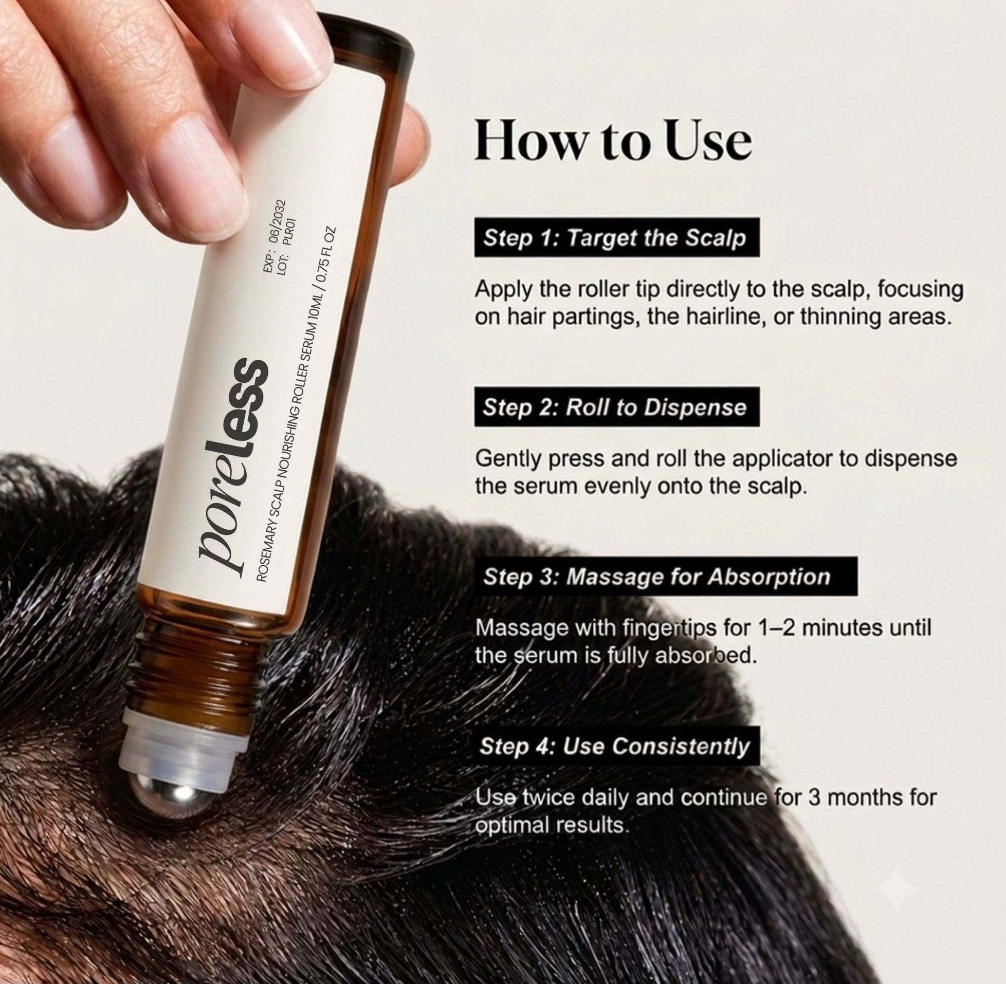 Rosemary Leave-in Scalp Roller Serum